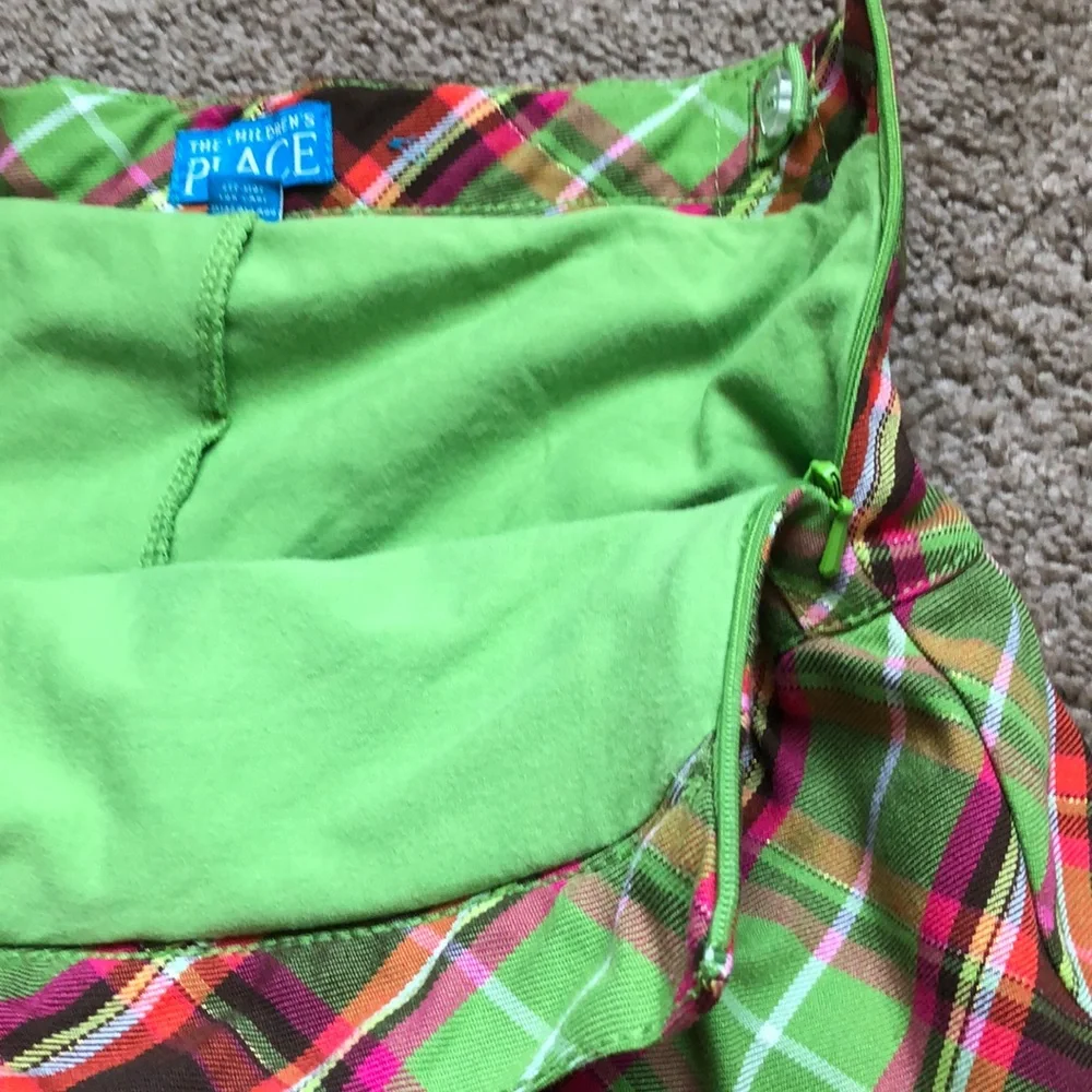 The Children's Place Skirt Girls Size 12 Plaid Green Pink Yellow White Brown‎